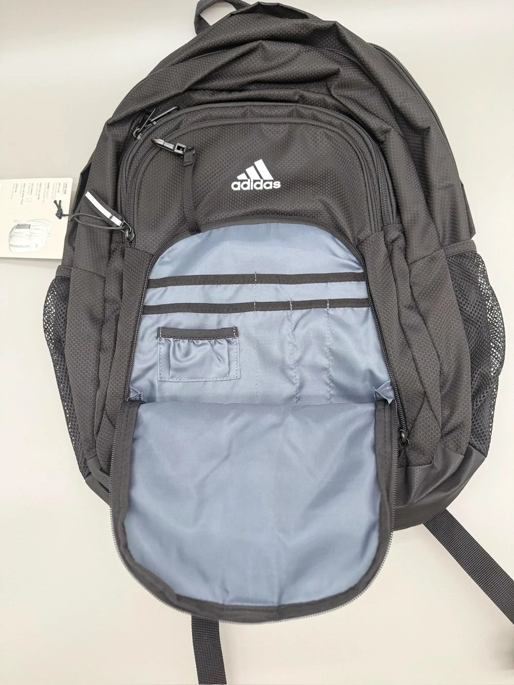 Adidas Black Backpack with Front Organizer and lap top storage.
